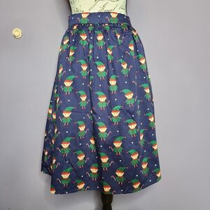 Modcloth Holiday Elf Pattern A-Line Skirt